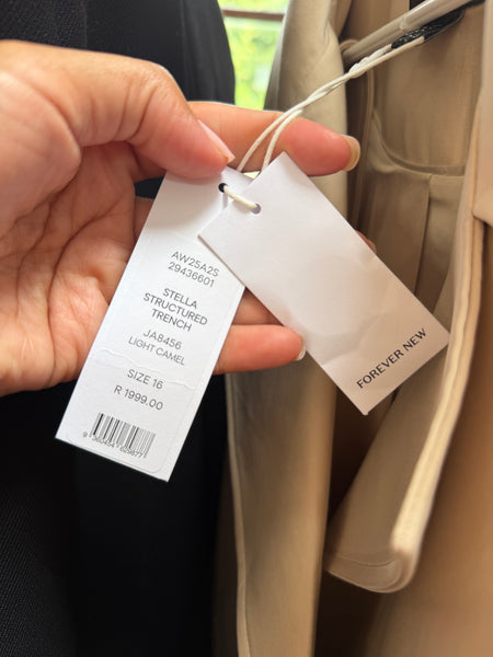 Forever New Brand New Beige Trench Coat - Size 16 (Retail R1999)