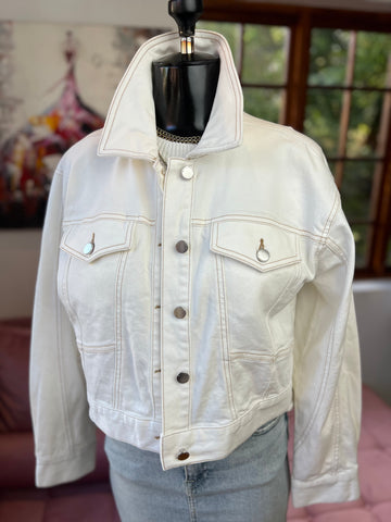 Witchery Brand New Cream Denim Jacket - Size 10