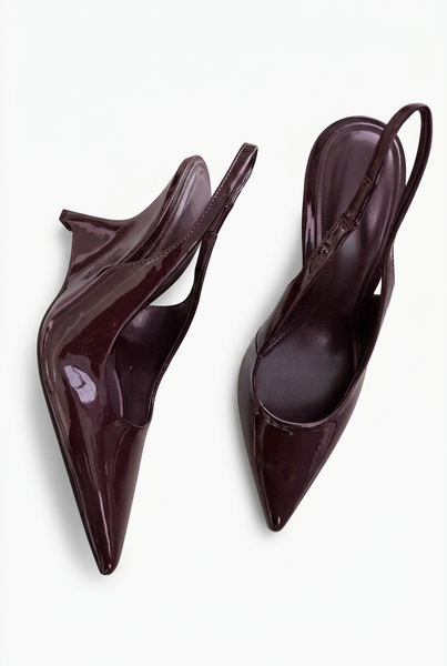 Zara Brand New Patent Leather Burgundy Heels - Size 4