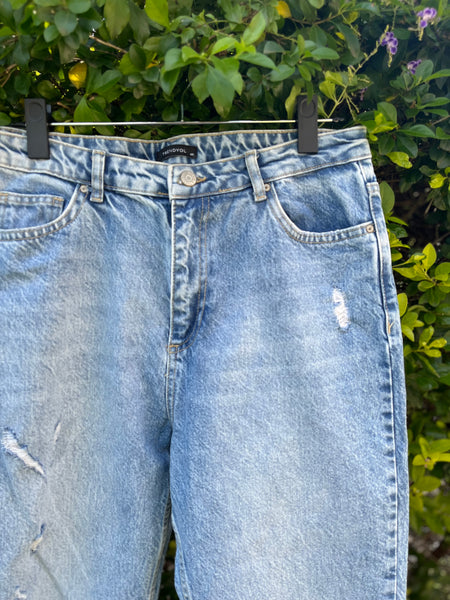 Blue Denim High Waist Ripped Jeans - Size EUR40