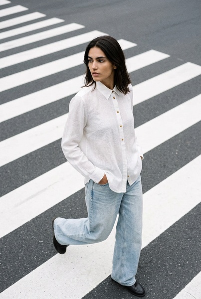 UNIQ Brand New White LINEN Shirt - Size Medium
