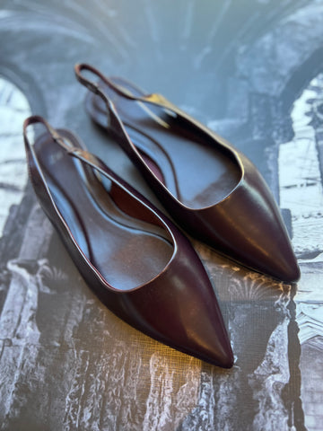 H&M Brand New Burgundy Flat sling backs - Size 4
