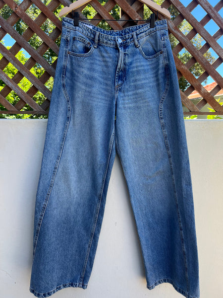 Zara Brand New Wide Leg High Waist (Long length) Jeans - Size EUR40