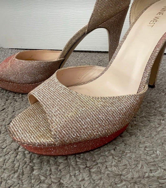 Nine West Glitter PeepToe Heels - Size SA 7.5 (W9.5)