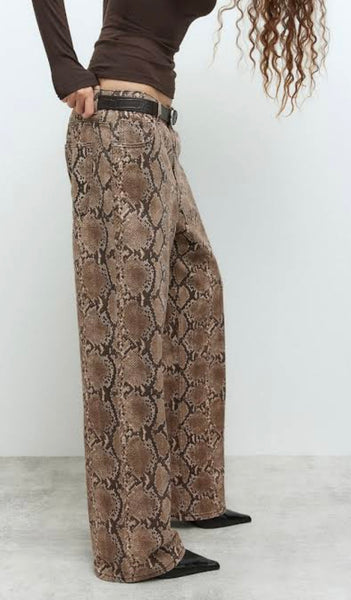 H&M Brand New Snakeskin Print Jeans - Size EUR42