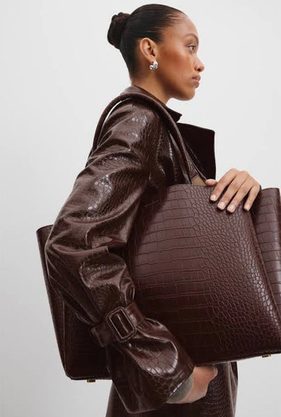 Country Road Brand New “Hi Low” Tote Chocolate Bag