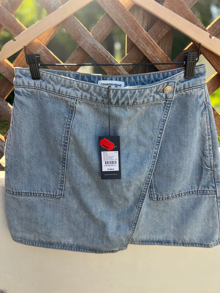 Country Road Brand New Denim Wrap Skirt - Size 12