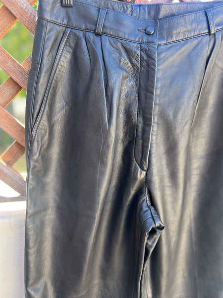 Genuine Leather High Waisted Bootleg Pants - Size 12/14