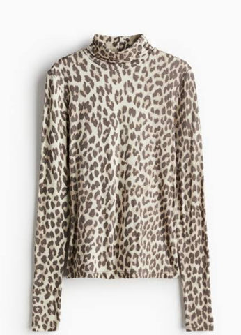 H&M Brand New Leopard Print High Neck top - Size Large