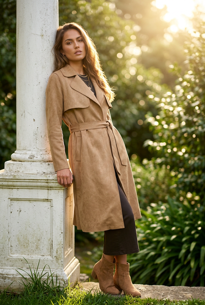 H&M Brand New “Suede Feel” Trench Jacket - Size S/M