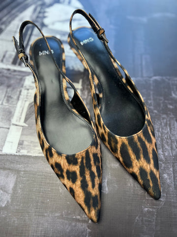 MANGO Brand New Leopard Print Kitten heels - Size 4