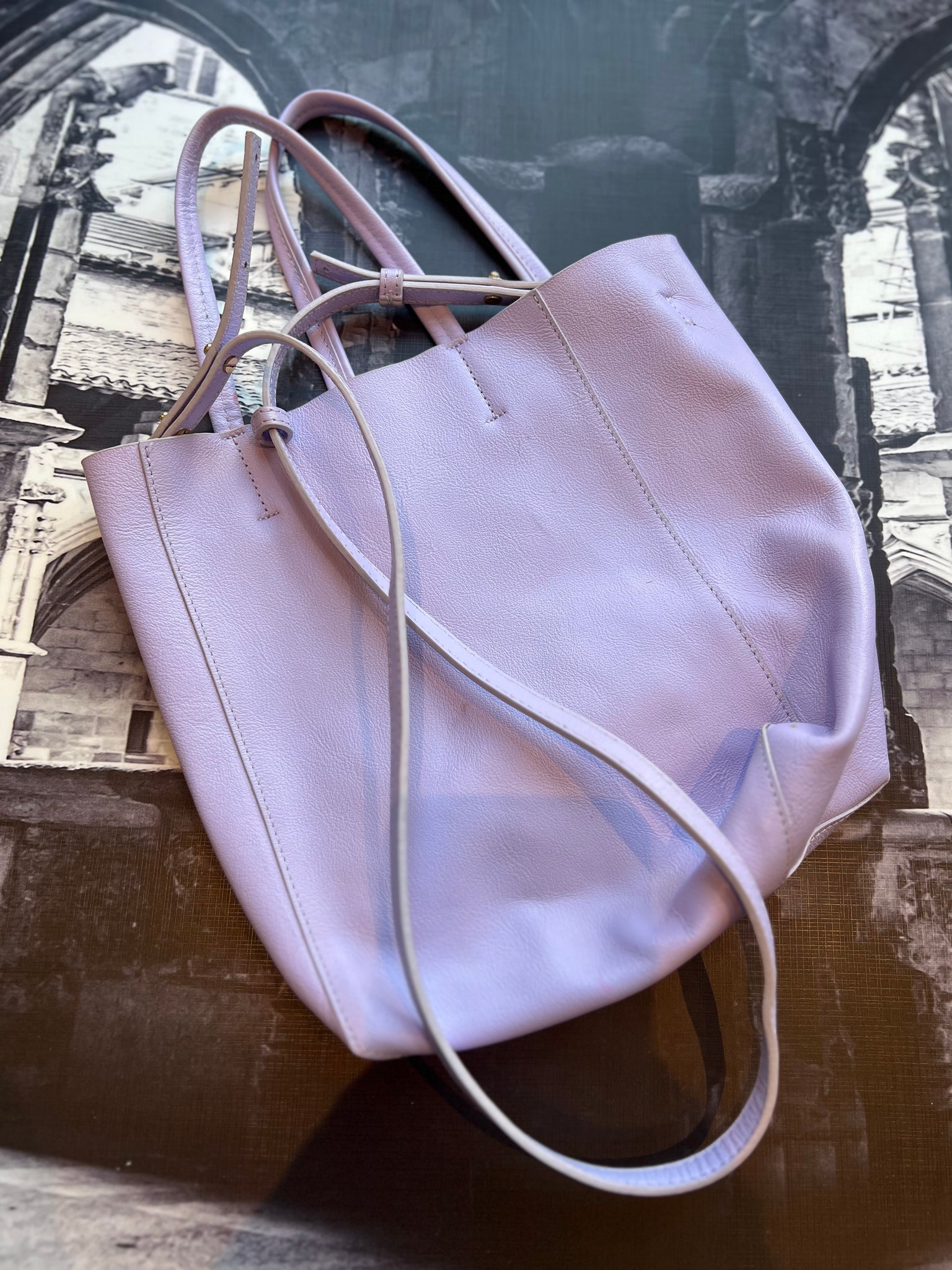 Zara Brand New Lilac Genuine Leather Medium Crossbody Bag