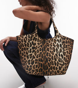 MANGO Brand New Leopard Print Tote Bag