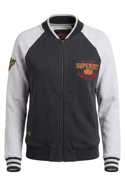 SUPERDRY Brand New Jacket with Embroidered Print Detail - Size 12