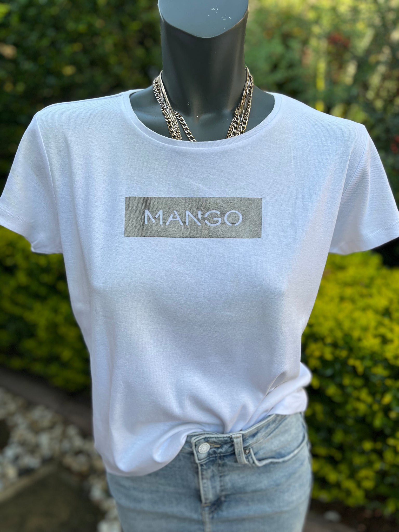 Mango White Graphic Tee - Size Large