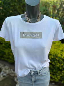 Mango White Graphic Tee - Size Large