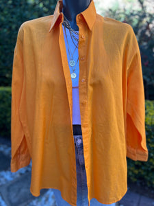 Brand New Turkish Linen Orange Shirt - Size 38
