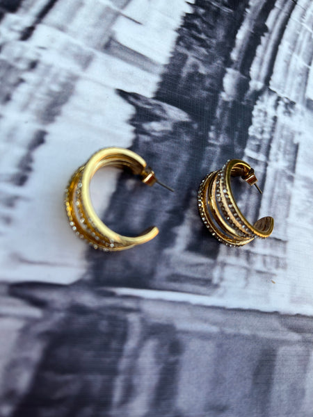 Brand New Gold Thick Hoop Costume Earrings