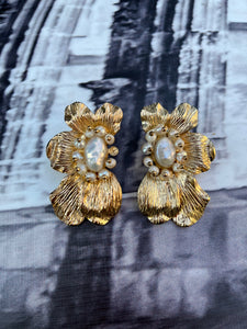 Brand New Gold Flower Detail Costume Earrings