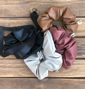 Natalie’s Leather Scrunchies - Cream, Maroon, Black, Brown